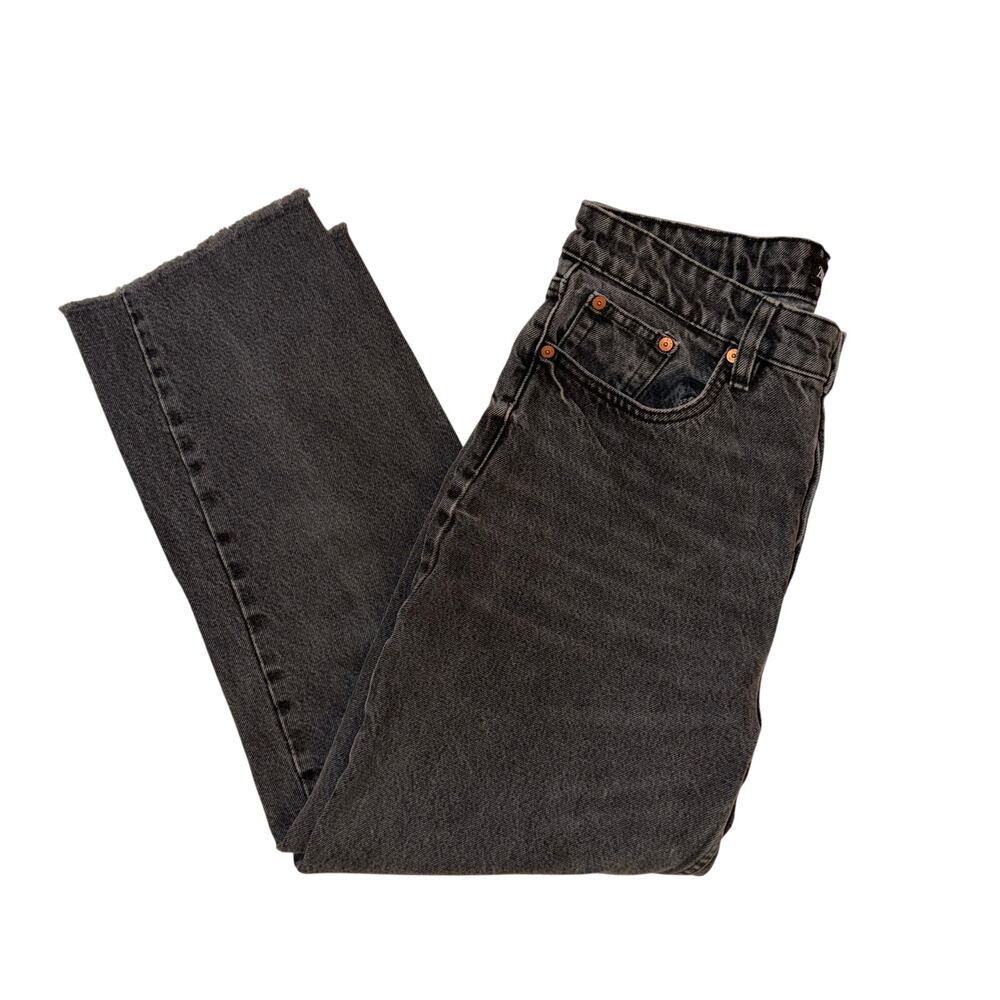 ZARA Wide Leg Cropped Jeans Black Size 10